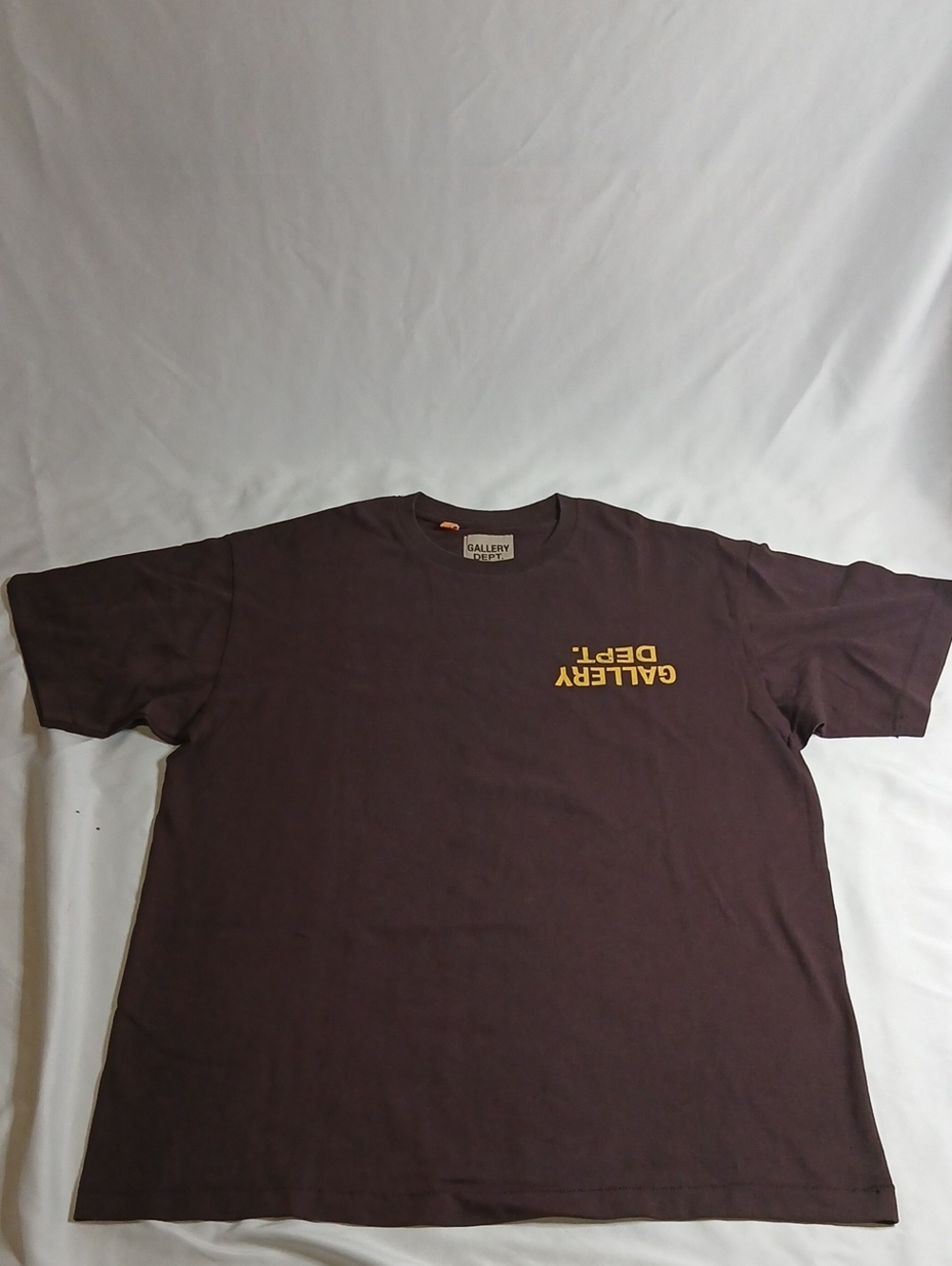 Gallery Dept Brown Tee with Yellow Chest Logo